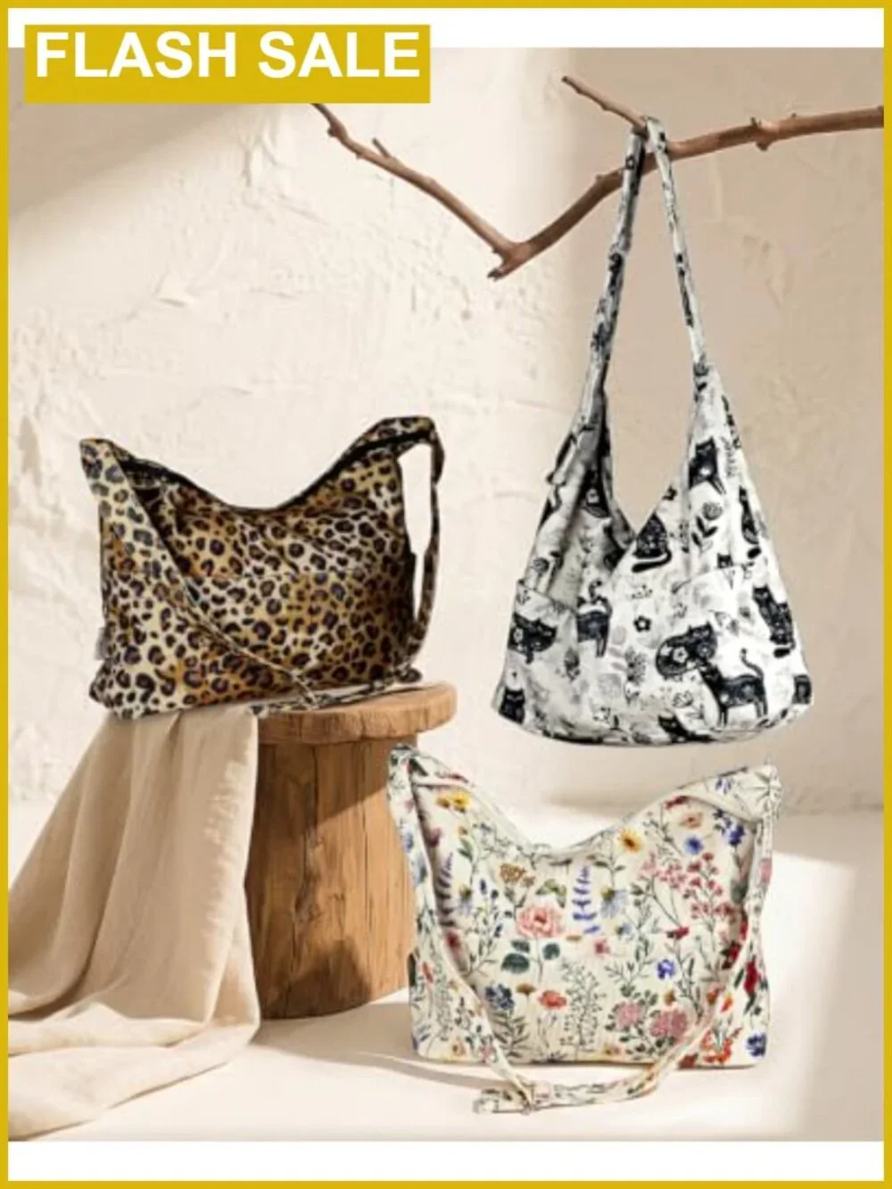 Corduroy Hobo Shoulder Crossbody Tote Bag with Zipper & Pockets